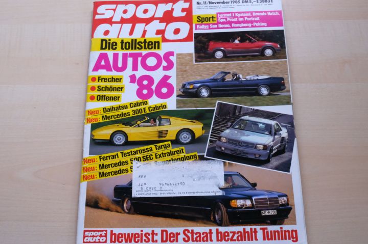 Deckblatt Sport Auto (11/1985)